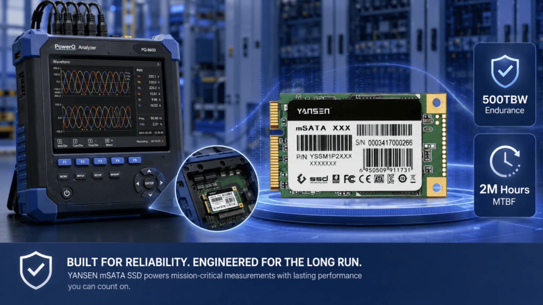 Industrial mSATA SSD for Continuous Waveform Recording in Power Quality Measurement Equipment 2 Industrial mSATA SSD