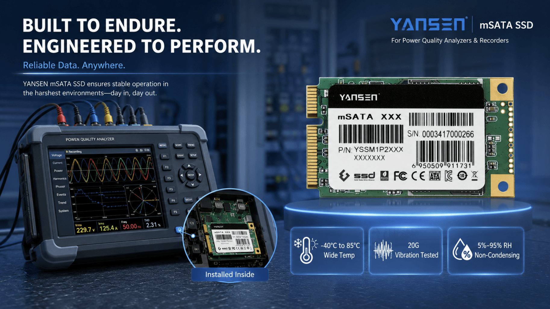 Industrial mSATA SSD for Continuous Waveform Recording in Power Quality Measurement Equipment 3 Industrial mSATA SSD